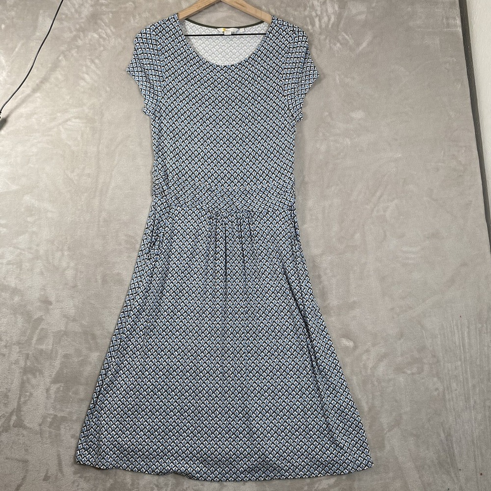 Boden Womens Amelia Knee Length Sheath Dress Size 8 Blue Geometric Jersey Knit